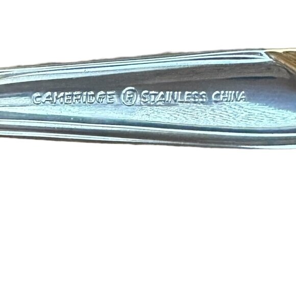 Cambridge Stainless Florentine Set of 4 Teaspoons Small Spoon Silver Gold 6 1/8" - Picture 6 of 6